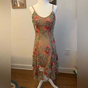 Dress the Population Floral Embroidered Midi Dress